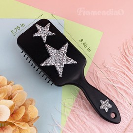 Framendino, Crystal Sparkly Hair Brush Black Detangling Massage Brush for Women All Hair Types
