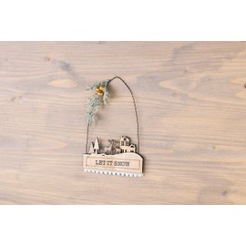 Rayher 46561000 Christmas Decoration Made of Wood, Two-Piece, with Filigree Motifs and Text: Let It Snow, 11 x 6.2 cm, Wooden Decoration