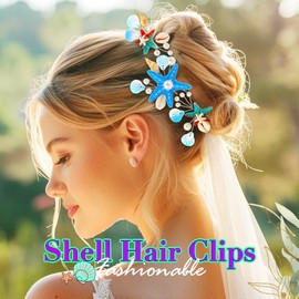 JONKY Bride Starfish Hair Pins Silver Shell Hair Piece Bridal Headpieces Beach Wedding Hair Accessories for Women