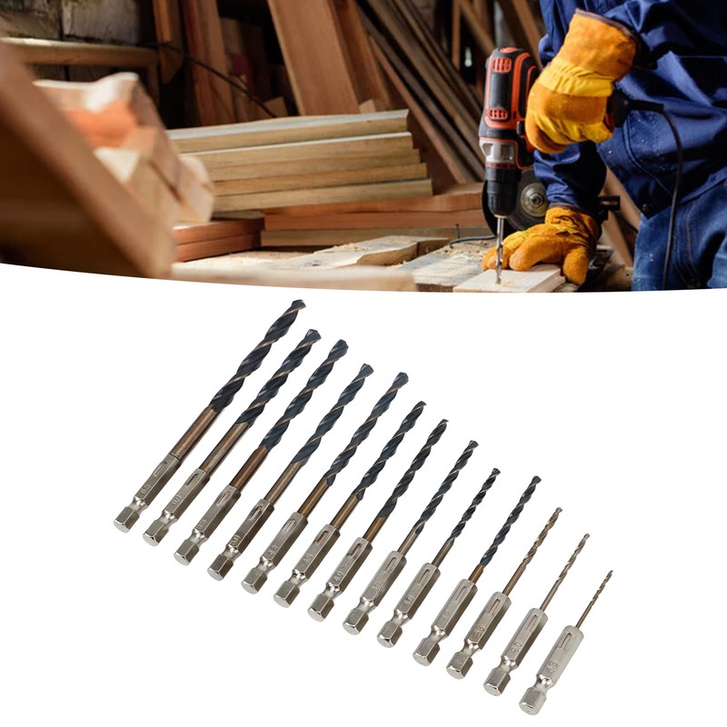 13Pcs Twist Drill Bit 1/4in Hex Shank 1.5‑6.5mm Fast Change