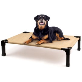 Cooling Elevated Dog Bed, Raised Dog Bed with Washable Breathable Mesh and Metal Frame, Portable Dog Cot Bed with No-Slip Feet for Outdoor and Indoor Use