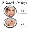 Compact Mirror for Purse, PU Leather Round Shell, Double-Sided 1X/2X