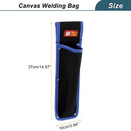 sourcing map 2pcs Welding Rod Pouch 14.57" x 3.94" x 10.24" Canvas Welding Rod Bag Leather Electrode Holder with Waist Belt Rivet Reinforcement for Storage Welding Tools, Black Blue