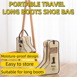 3 Pcs Long Boot Shoe Bags - Portable Zipper Travel Shoe Bags for Storage, Waterproof and Dustproof, Space-saving Storage Bag, Travel Essentials for Women/Men. (11x18'') (Khaki-3pcs,11x11'')