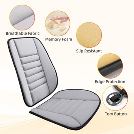 Car Seat Cushion For Driving 1.2"Auto Seat Cushion With Front Back Cushion & Seat Cushion Set Car Cushion Suitable Comfort Memory Foam Driver Seat Cushion for Car, Truck, SUV Comfort for Long Sitting