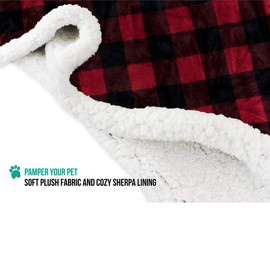 PetAmi WATERPROOF Dog Blanket for Pets Medium Dogs Puppies Cats | Soft Sherpa Fleece Pet Blanket Throw for Sofa Couch | Thick Warm Pet Bed Cover Floor Mat Protects Furniture 29x40 inches (Checker Red)