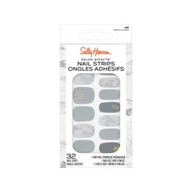 Sally Hansen Salon Effects Nail Strips | No UV Light Needed, No Dry Time, Long-Lasting, Non-Damaging | 32 Nail Strips, 1 Cuticle Stick, Nail File, Prep Pad | Marble-OUS Slate