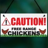 RED OCEAN Caution Free Range Chickens Hanging Plaque Chicken Coop
