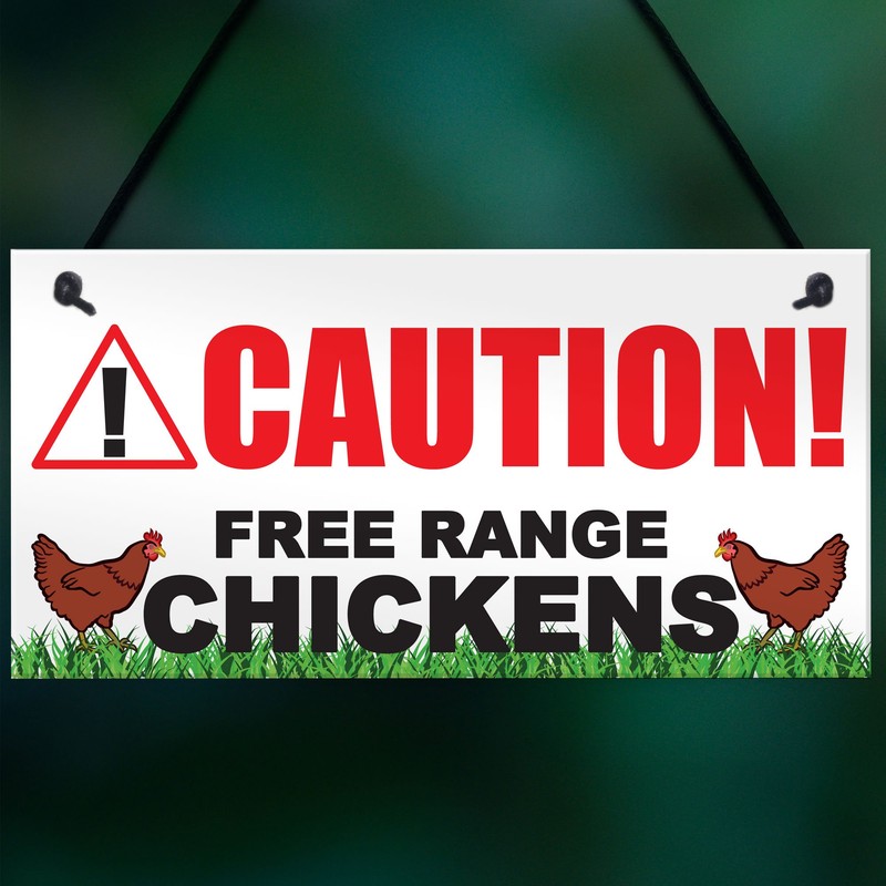 RED OCEAN Caution Free Range Chickens Hanging Plaque Chicken Coop