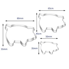 NIIIYTYB 3 Pack Pig Cookie Cutter Crumbs Farm Animal Cookie Cutter Set Pig Cookie Cutter Mexican Pig Large Stainless Steel Set Dishwasher Safe Fun Cutters for Farm Animal Shapes