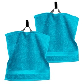 Lashuma Towels, Set of 2, Aquamarine Blue, Linz Terry Face Towels, 30 x 30 cm