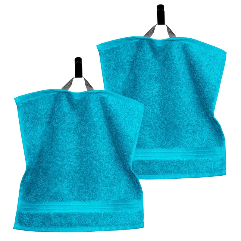 Lashuma Towels, Set of 2, Aquamarine Blue, Linz Terry Face