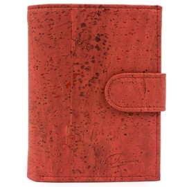 Simaru Women's Cork Wallet with RFID Protection, Vegan Wallet for 10+ Cards, Notes & Coins, Sustainable Wallet, red, Casual