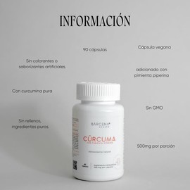 Cúrcuma 500mg con Pimienta Piperina (Alta concentración) | Suplemento | Curcumina | Mayor Absorción | 90 cápsulas