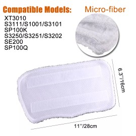 Paddsun 12/8/4X Microfiber Replacement Pads For Shark Steam Mop S3251 S3101 XT3010 SE200 - 4pcs