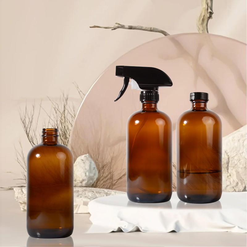 StellaCare Amber Glass Spray Bottles,16oz Refillable Spray Bottle for Cleaning,