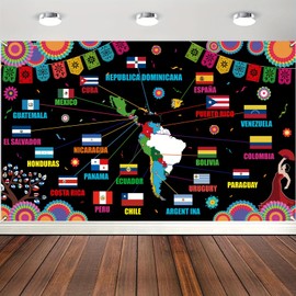 Hispanic Heritage Month Decorations Latin American Backdrop Spanish Classroom Banner National Hispanic Heritage Month Decorations for Home Classroom Decor