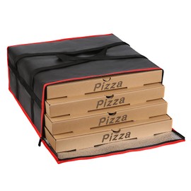 musbus Large Insulated Shopping Bag Thermal Bag Foldable Cooler Bag for Warm Delivery with Cold Cooling Function, Black-red, 20W x 20D x 8H, Modern