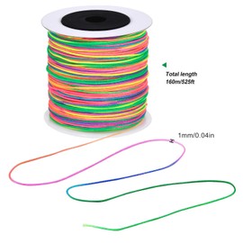 160 m Rainbow Nylon Cord for Bracelets 1 mm Nylon Thread Craft Cord Bead Thread Colourful Thread Satin Cord for Bracelets Beads