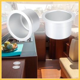 REPAIROCK 2pcs Stainless Steel Cup Drink Holder Matte Silver Tone for Boat RV Auto Replacement Parts