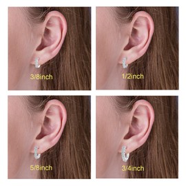 Moissanite Hoop Earrings, Moissanite Diamond Huggie Hoops White Gold Plated Sterling Silver Hoops Earrings for Women