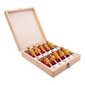 PROYONGOO 10 PCS Router Bit Set, Router Bits 1/2 Shank with Carry Storage Case, Round Over Router Bits 1/2 Shank for Woodworking Edging Trimming Grooving