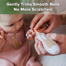 haakaa Baby Nail File Electric Baby Nail Care Set with LED Light, Baby Nail Clippers for Newborn/Infants/Adults Toes and Fingernails, 6 Replacement Heads & Storage Case, Acorn