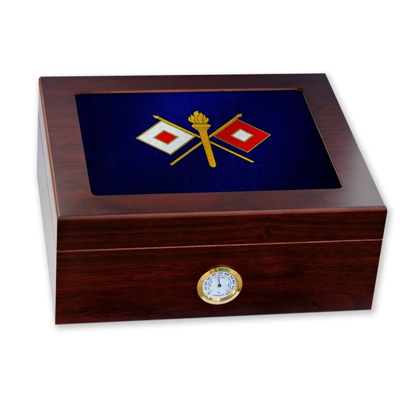 ExpressItBest Premium Desktop Humidor - Glass Top -US Army Signal