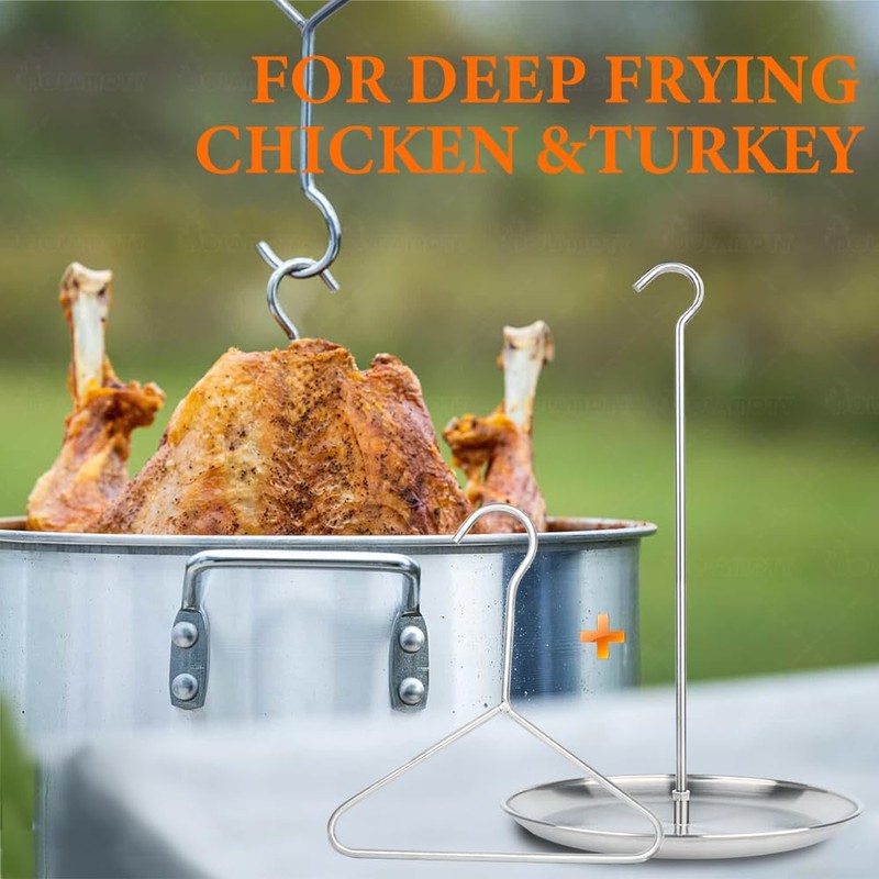 DOLAMOTY Upgraded Multifunctional Turkey Fryer Stand Kit Vertical Skewer, BBQ