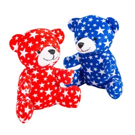 Fun Express Mini Patriotic Star Print Stuffed Bears, 12 Pieces
