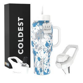 Coldest Tumbler with Handle and Straw - 100% Leak Proof Insulated Tumbler with Lid and Straw (3 Lids) - Stainless Steel Tumblers for Women & Men - Cup Holder Friendly Base, 36 oz (Cloud Matter)