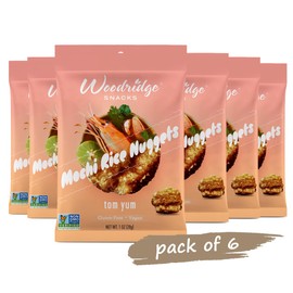 Woodridge Snacks | Mochi Rice Nuggets | Tom Yum Flavor | 6 Pack | 1.0 OZ (28g) Single-Serve Bags