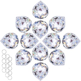 H&D HYALINE & DORA 30 mm Clear Crystal Ball Prism Feng Shui Hanging Chandelier Pendant Suncatcher, Pack of 12