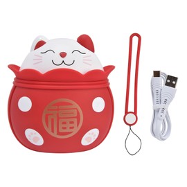 Electric Hand Warmer USB Rechargeable Double Sided Portable Lucky Cat Mini Handy Warmer for WinterRed