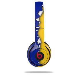 WraptorSkinz Skin Compatible with Beats Solo 4, Solo 3 and Solo 2 Wireless Headphones - Ripped Colors Blue Yellow - Decal Vinyl Wrap (Headphones NOT Included)