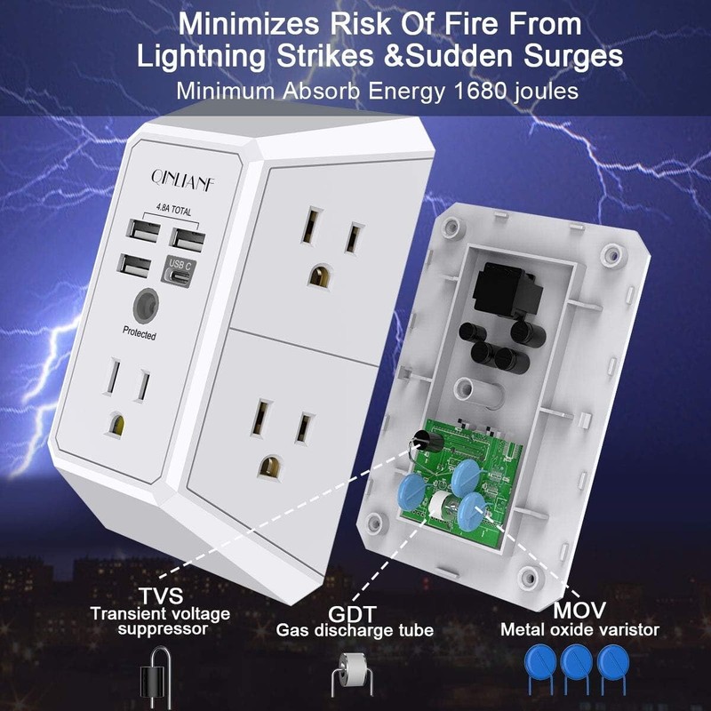 POWRUI 6 Charger USB Wall Charger Surge Protector
