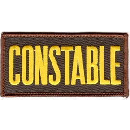 EMBROIDERED UNIFORM PATCHES & EMBLEMS Constable Chest Patch - 4 x 2 - Med. Gold Lettering - Brown Backing - Hook Backing