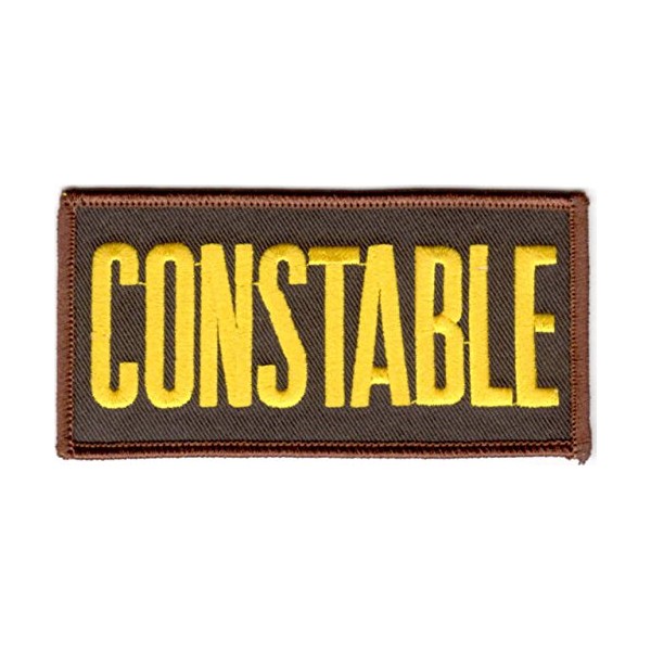 EMBROIDERED UNIFORM PATCHES & EMBLEMS Constable Chest Patch - 4 x 2 - Med. Gold Lettering - Brown Backing - Hook Backing