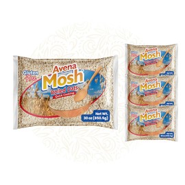 Avena Mosh Rolled Oats, Gluten Free, Quick Cooking, Non GMO, Perfect for Overnight Oats, Vegan Oatmeal, Healthy Snacks, 30 Oz, 3-Pack