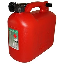 RocwooD Fuel Can 10L Litre Red Canister Plastic Lawn Mower Jerry Flexible Spout