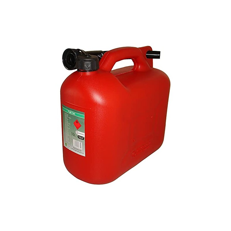 RocwooD Fuel Can 10L Litre Red Canister Plastic Lawn Mower