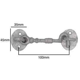 Cabin Hook and Eye Galvanised Cast Iron Heavy Duty 100mm/4 Inch Pack of 2