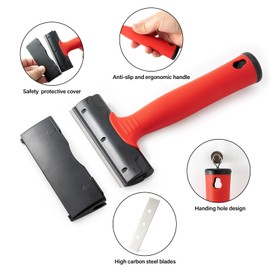 Gomake 4 Inch Razor Blade Scraper Tool Razor Scraper with Extra Razor Blades Cleaning Scraper Remover for Removal Floor Stove Scraping Labels and Decals Sticker on Car Window Glass (W81)