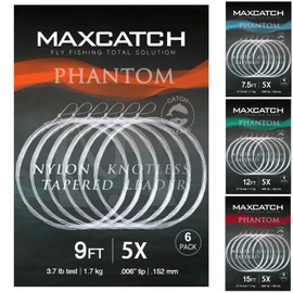 Maxcatch Fly Fishing Tapered Leader Line 6 Pack -Pre-Tied Loop- Tensile Strength- Abrasion Resistance- Low Memory 7.5ft/9ft/12ft/15ft, 0X-6X（9ft 0X(6pcs)）