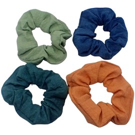Topkids Accessories 4pc Scrunchies for Girls and Women, Hair bobbles for Women, Hair Ties, Hair Scrunchies, Hair Accessories, Elastic Hair Bands for Women (Natural)