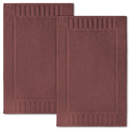 White Classic Luxury Bath Mat Floor Towel Set - Absorbent Cotton Hotel Spa Shower/Bathtub Mats [Not a Bathroom Rug] 22"x34" | 2 Pack | Brown
