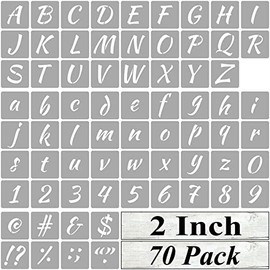 2 Inch Alphabet Letter Stencils for Painting - 70 Pack Letter and Number Stencil Templates with Signs for Painting on Wood, Reusable Numbers and Letters Stencils for Chalkboard Wood Signs & Wall Art