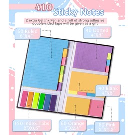 Sticky Notes Set 410 Pack, Divider Sticky Notes Tabs,Planner Sticky Note