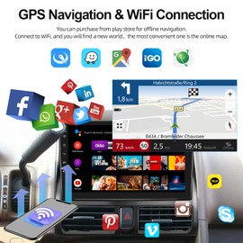 Android Double Din Car Stereo Radio for Honda CRV 2002 2003 2004 2005 2006, 9'' Touch Screen Bluetooth Car Audio Receiver with GPS Navigation Mirror Link WiFi/FM/SWC/HiFi/USB/RDS Backup Camera