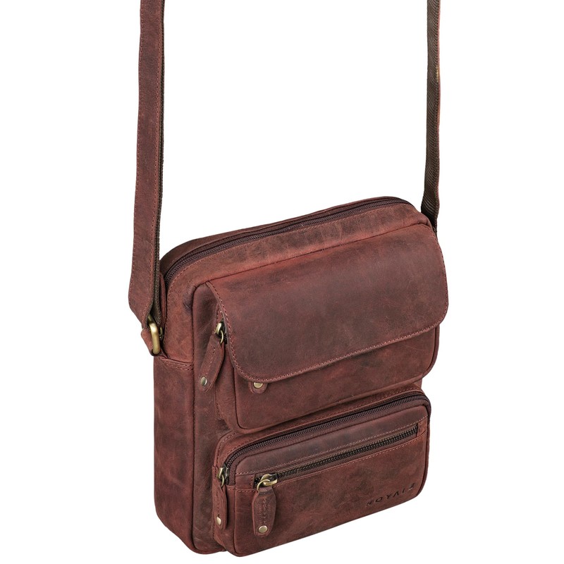 ROYALZ 'Florida' Men's Small Leather Vintage Look Shoulder Bag Men's